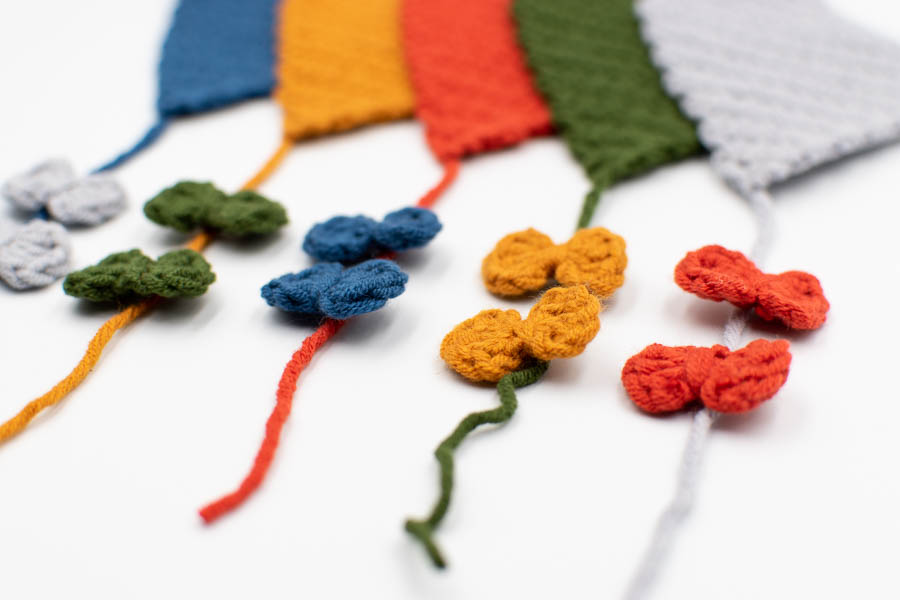 Crochet bows close up