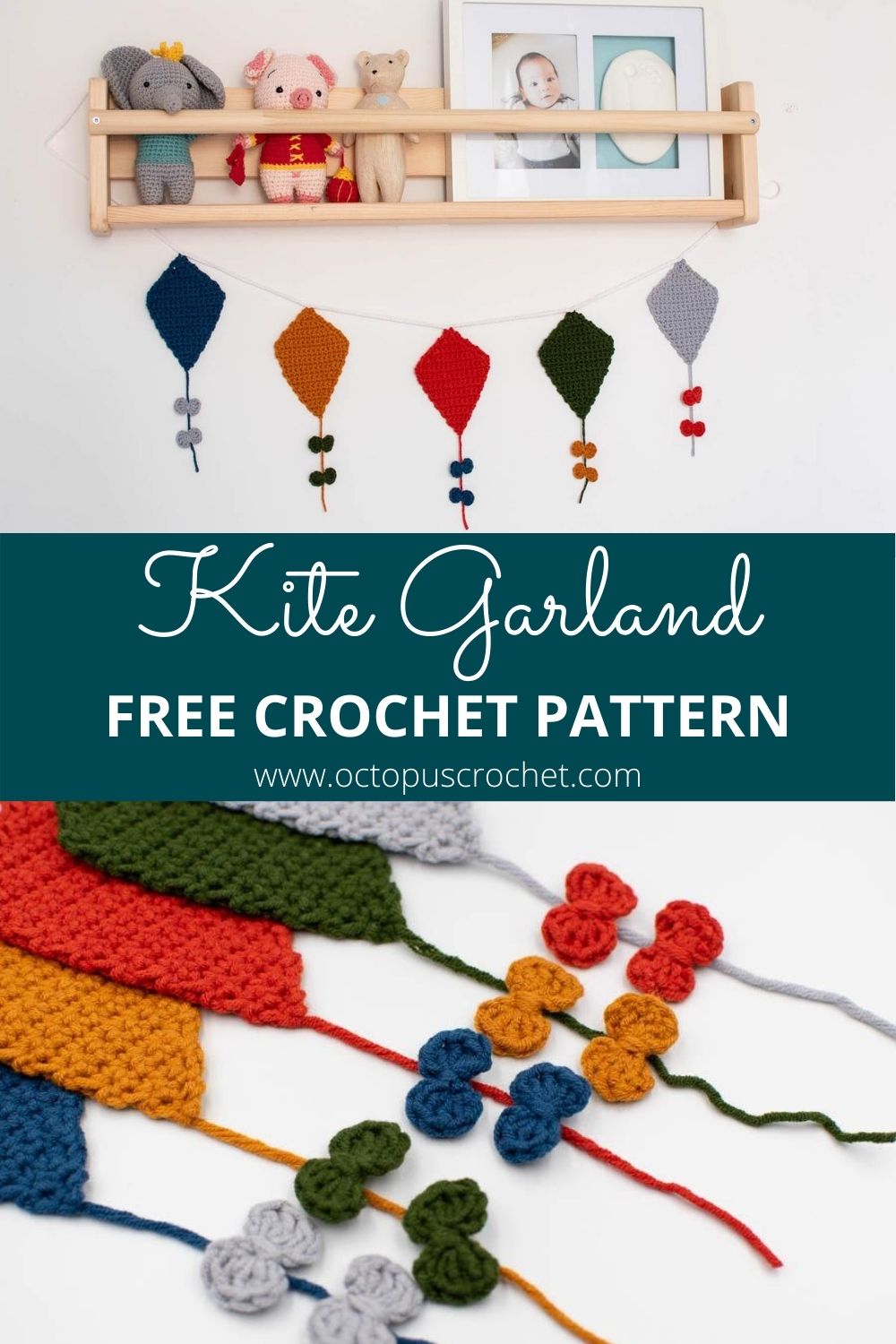 Kite garland free crochet pattern