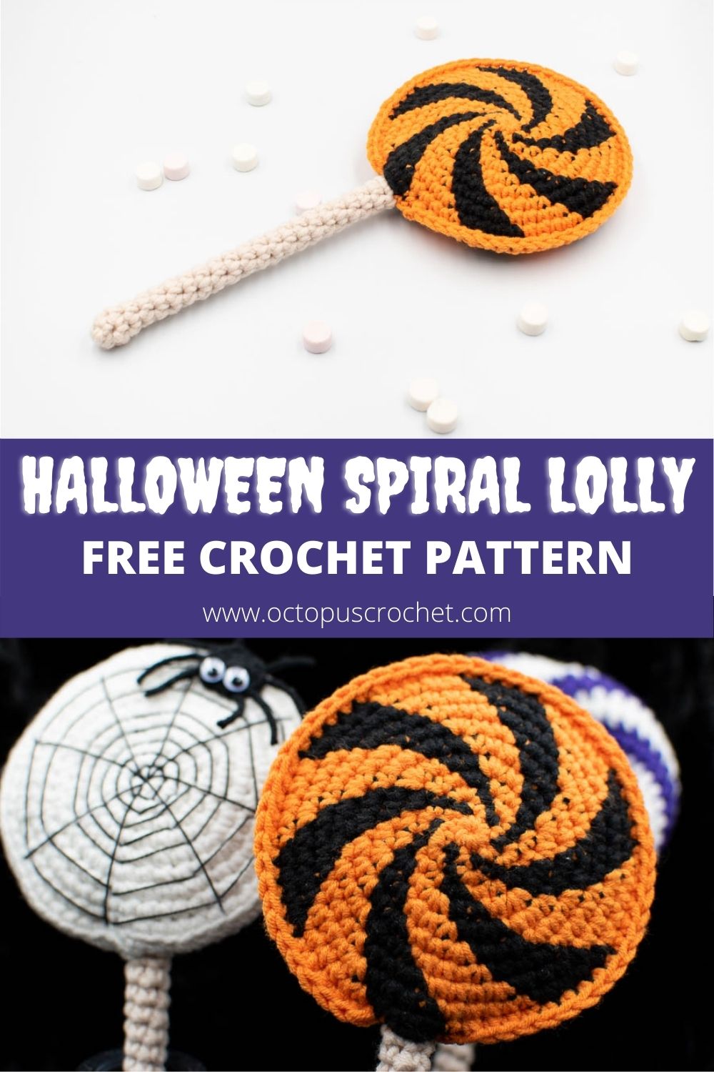 Halloween Spiral lolly free crochet pattern 2