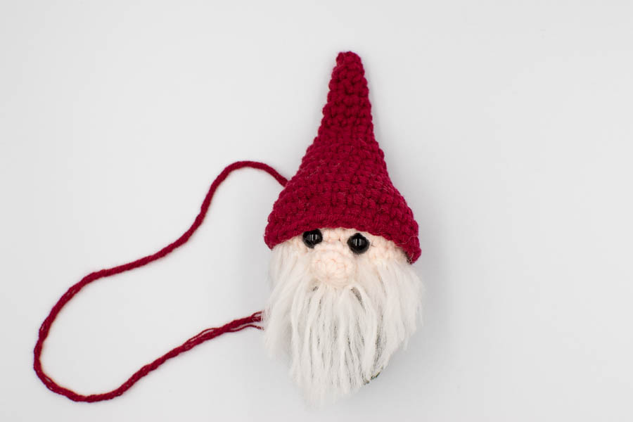 Gnome on a swing crochet pattern ornament-11