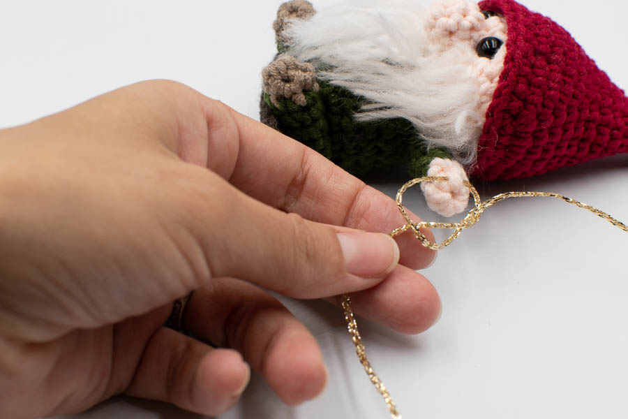 Gnome on a swing crochet pattern ornament-25