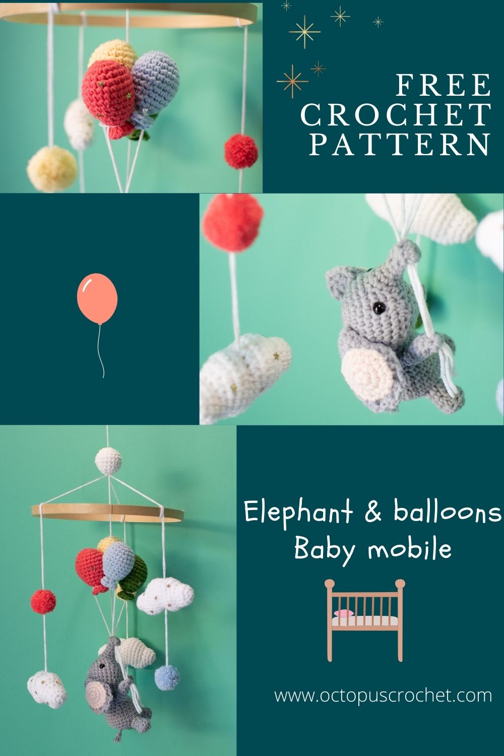 Elephant mobile crochet pattern