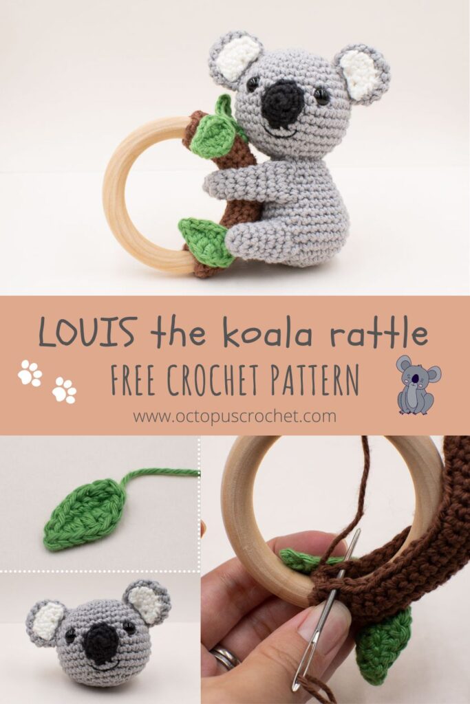 Louis the Koala baby rattle crochet pattern 6